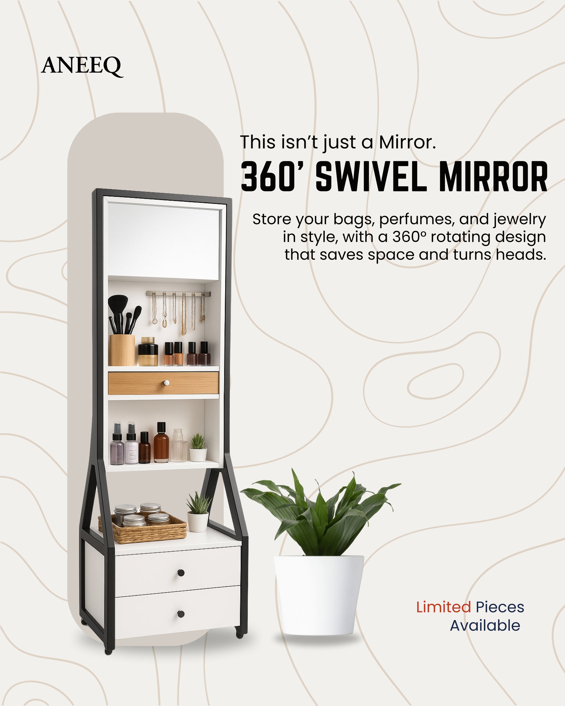 Smart 360 swivel mirror with drowers
